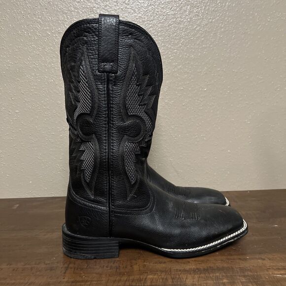 Men's Ariat VentTEK Cowboy Boots Square Toe Black US Size 10D - Style 10027203 - Picture 4 of 13